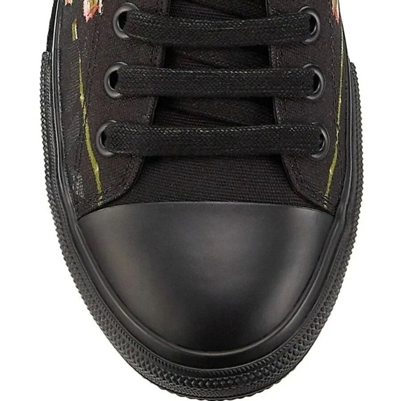 Burberry Unisex Larkhall Rose-Print Canvas Sneakers - Black NWT Size 12 - Picture 6 of 11